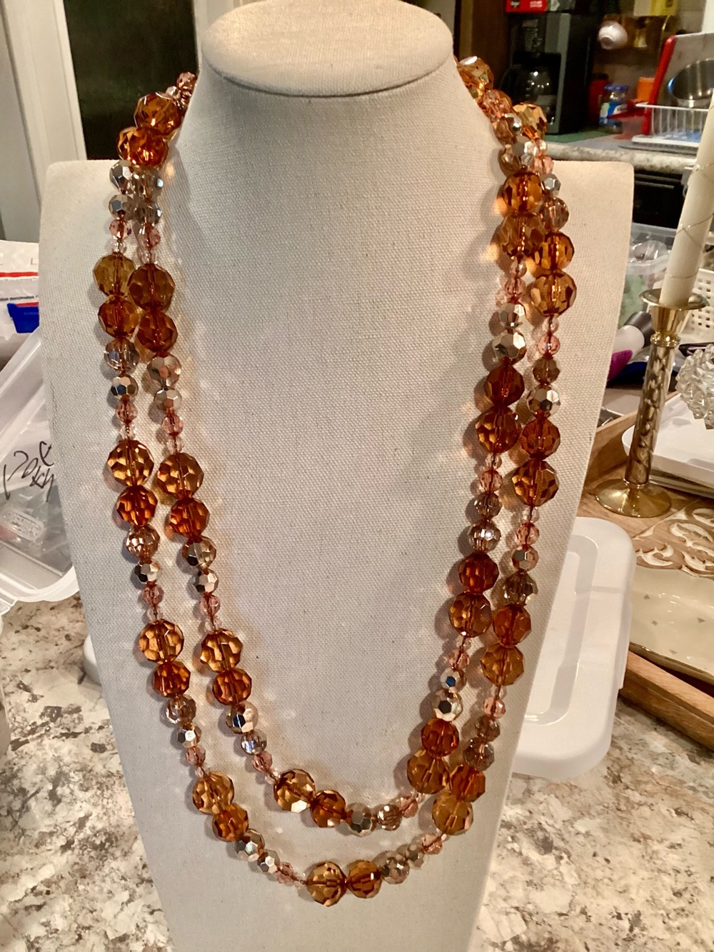 Vintage Joan Rivers Bead Layered Necklace shades of gold